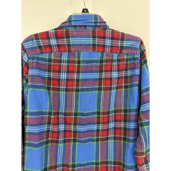 Abercrombie Fitch Shirt Mens XL Blue Red Plaid Muscle Fit Flannel Heavy Y2K Gorp - Picture 7 of 11